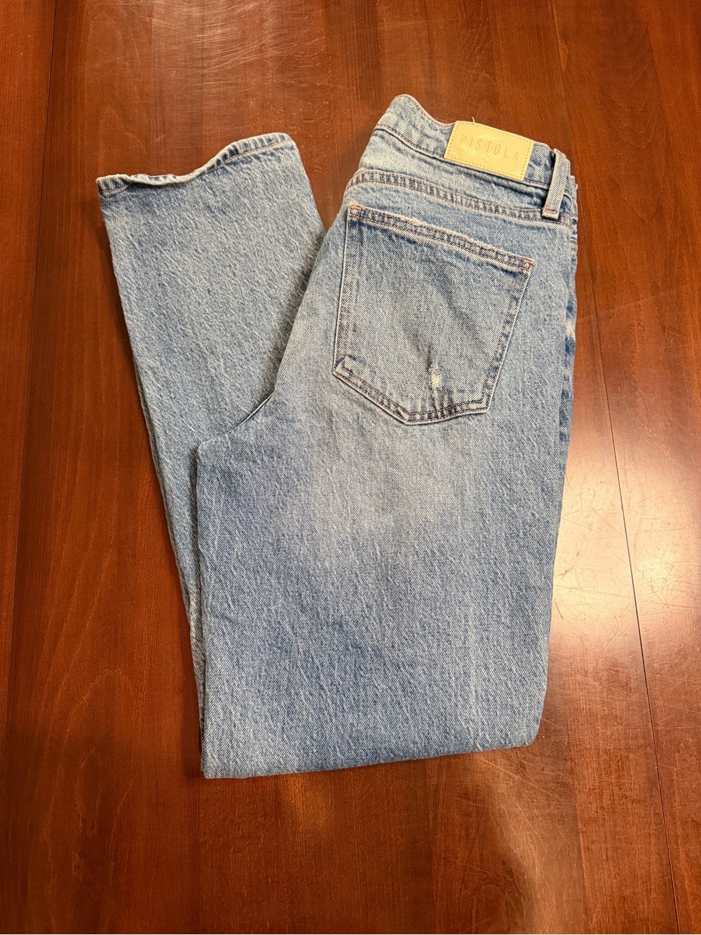 Pistola Riley Relaxed Girlfriend Jeans Size 27 Light Wash Distressed
